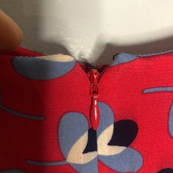 Boden Daisy Dress Womens Size 8R Red Blue Pop Peony Geo Floral - Picture 9 of 12